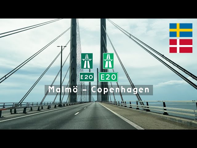 [4KHDR] Driving in Sweden and Denmark: E20 from Malmö to Copenhagen - The Øresund Bridge