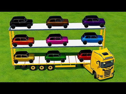 TRANSPORT COLORED MINI COOPER WITH SCANIA TRUCK - Farming Simulator 22