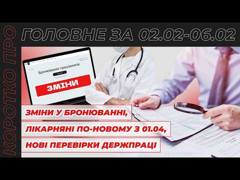 відео прев’ю для Бронювання по-новому, перевірки Держпраці, зміни у лікарняних та військовому обліку. Коротко про головне за тиждень 02.02–06.02.2026