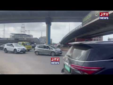 Kaneshie drainage works: One side of the road blocked for major drainage project.