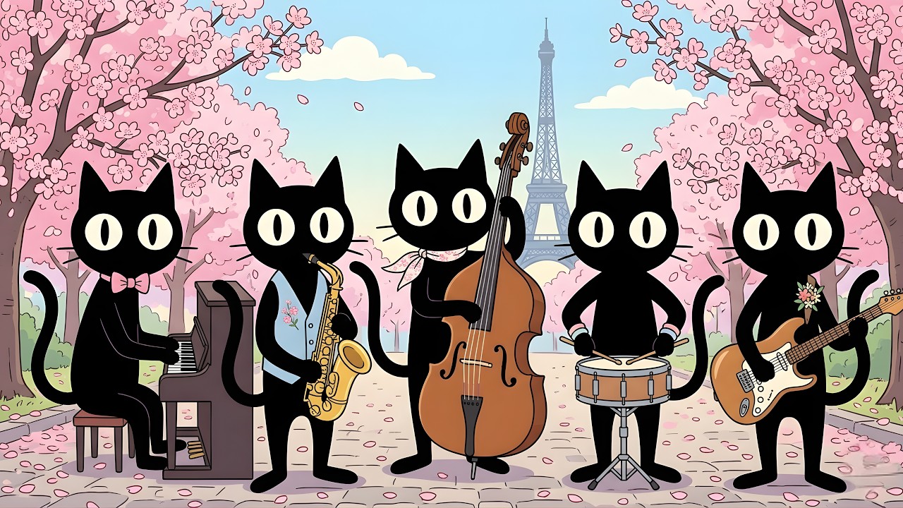 Cozy Spring in Paris 🌸 Uplifting Jazz Cats Music for Creative Work