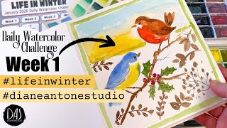 Join our January Daily Watercolor Painting Challenge — LIFE IN WINTER — Paint Week One With Me Here!