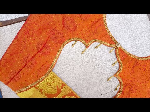 Unique and elegant boat neck design cutting and stitching for blouse chest size 36"