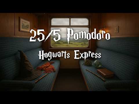 8 Hour Pomodoro Timer (25/5) 🚂 Hogwarts Express Study Ambience | Harry Potter Focus