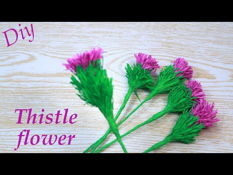 DIY Borriquero thistle flower made of crepe paper, very easy craft, paper ideas, Channelli crafts