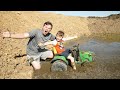 Saving our tractor from deep mud and dirt | Tractors for kids