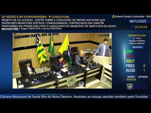 SESSÃO EXTRAORDINARIA DA CÂMARA MUNICIPAL DE SANTA RITA DO NOVO DESTINO - DIA 08-12-2025