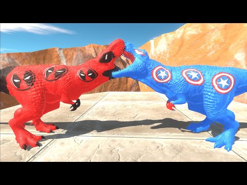 DEADPOOL T-REX MOUNTAIN DEATH CLIMB - Animal Revolt Battle Simulator