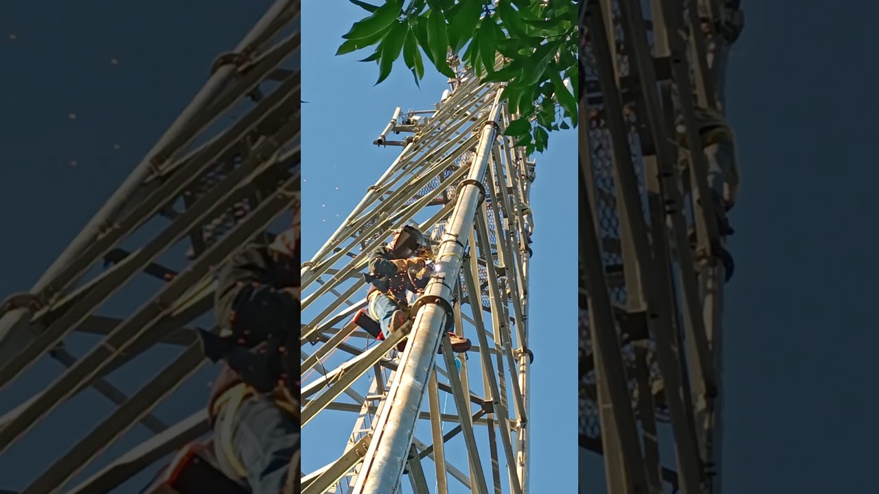 welding works on a tower retrofitting project
