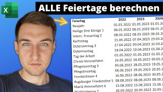 Gesetzliche Feiertage in Excel automatisch berechnen - Für die Jahre 1900 bis 22