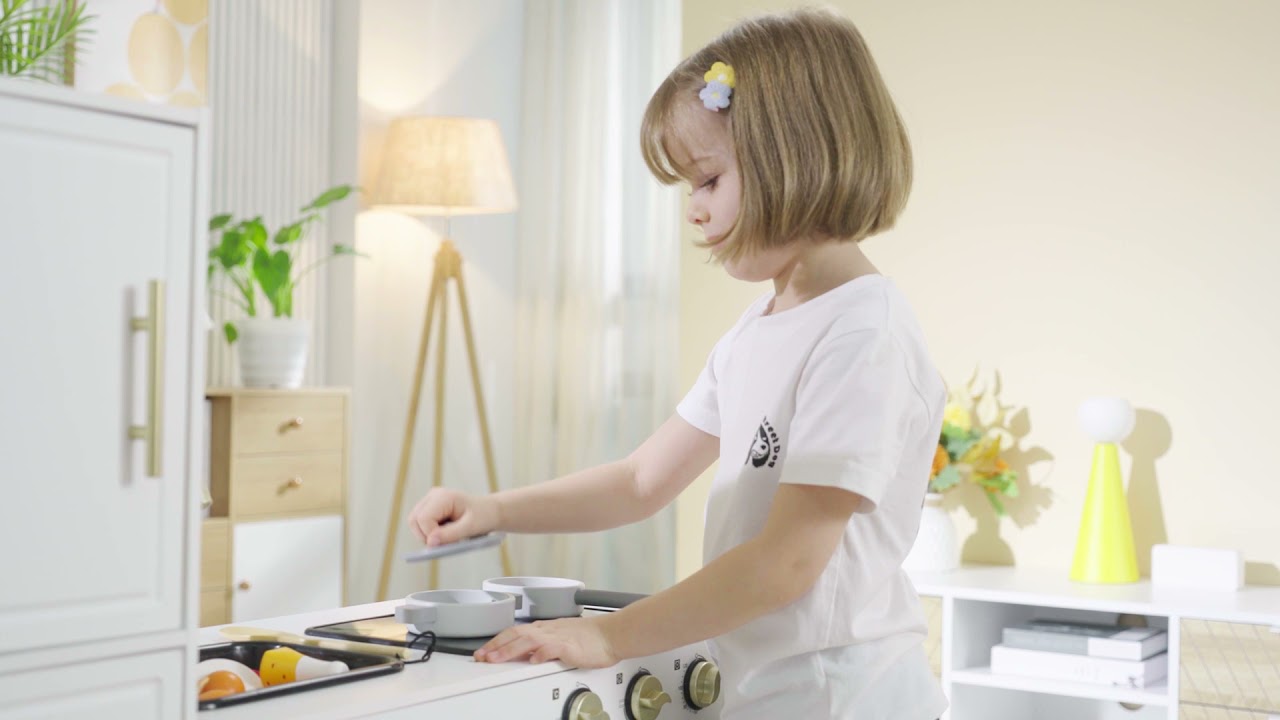 Polar B medinė moderni virtuvė su šviesomis ir garsais Classic, balta