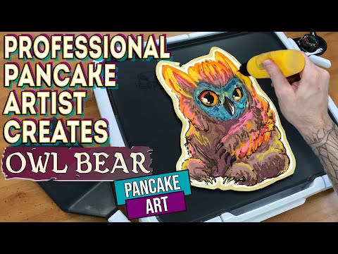 Professional Pancake Artist Creates - Baby Owlbear Pancake Art (Dungeons and Dragons)