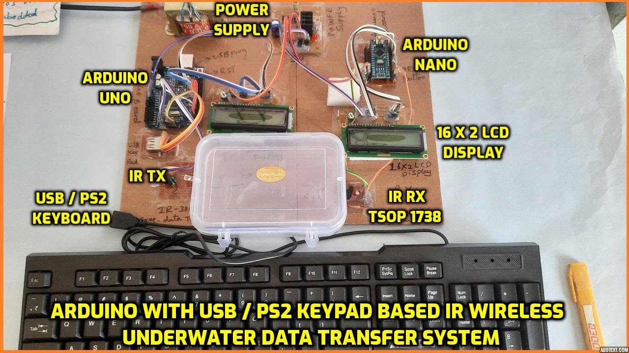 Arduino With USB / PS2⌨️Keypad Based IR Wireless Underwater Data Transfer System