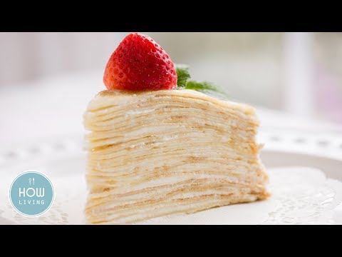【簡單甜點】草莓優格千層可麗餅 紐約名牌蛋糕Lady M Strawberry Mille Crepe Cake│HowLiving美味生活 Video