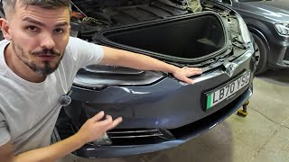 Removing the front bumper on a Tesla Model S