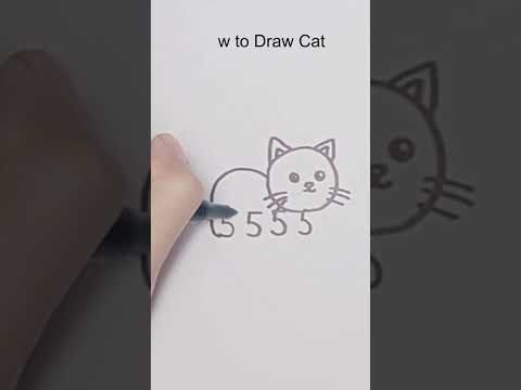 How to Draw Cat Using Number 5 #art #artdrawing #tutorials #shortsfeed #shortsviral #shorts #easy
