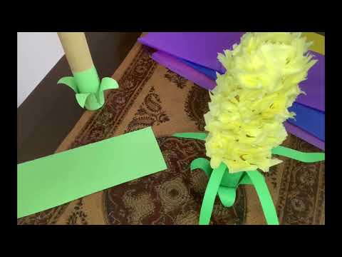 Making Hyacinth flower with tissue paper and paper towel roll