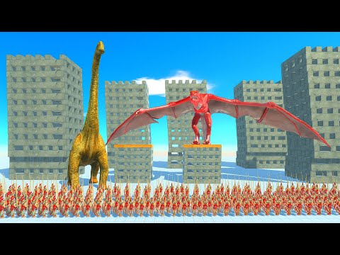 WYVERN and BRACHIOSAURUS in destructible CITY vs ALL UNITS - animal revolt battle simulator