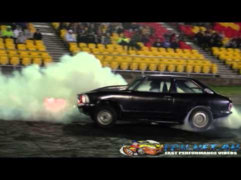 AHMET THE MAD TURK V8 COROLLA BURNOUT SYDNEY DRAGWAY 21.8.2013