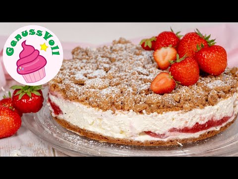 🍓 Eine der besten Erdbeertorten die ich kenne! 🍓😋 Erdbeer-Mascarpone-Torte mit Amarettini-Streusel