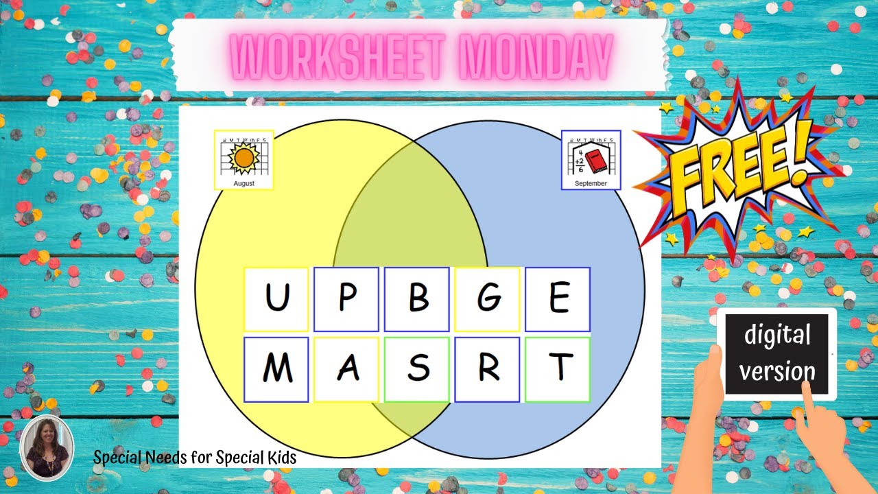Venn Diagram practice worksheets:  August and September FREE