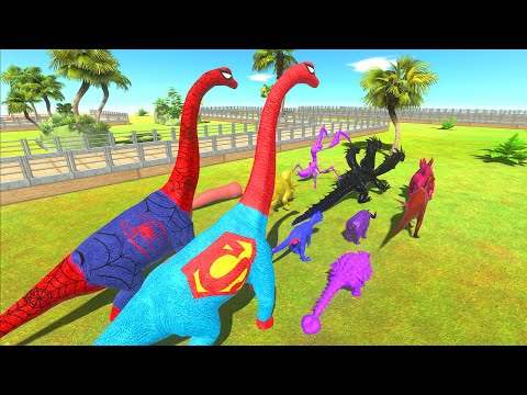 Escape from SUPERMAN & SPIDERMAN BRACHIOSAURUS - Animal Revolt Battle Simulator