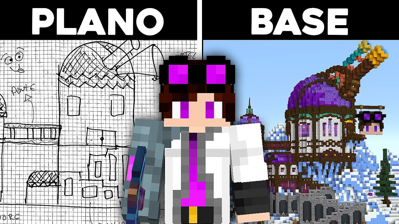 TRANSFORMEI UM DESENHO EM UMA MEGA BASE NO MINECRAFT