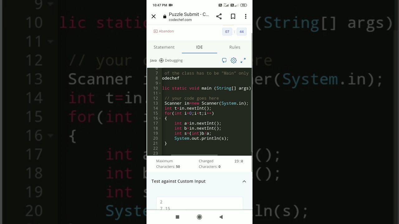Puzzle Debugging Codechef Solution in java💯🔥#youtubeshorts #viralshort#codechefsolution