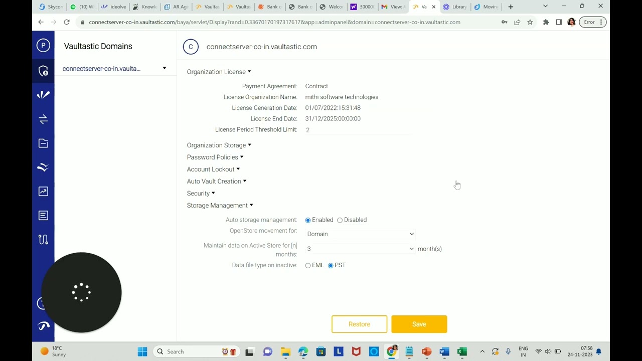 Enabling Automatic Data Movement in the Admin Panel