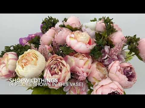 ShopWildThings Artificial Deluxe Mixed Flower Bouquet - 13 Stems - 19" for Floral Designers Fancy!