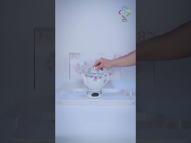 طقم بيالات شاي زجاج وفناجين قهوة سيراميك مع صحون ا...