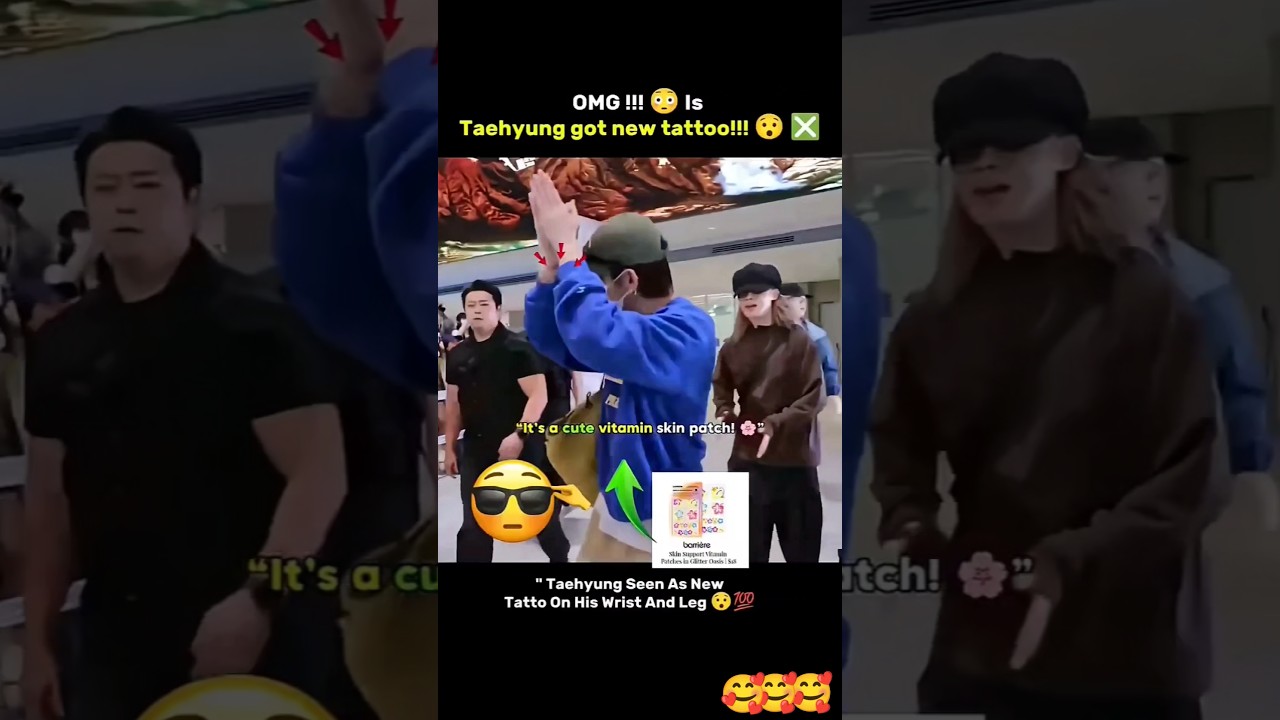 BTS V New airport look 😀 BTS V New tattoo 🥰🤯 #bts #shortvideo #kimtae #btsarmy #btsshorts #ytshorts