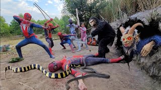 Spider-Man group uses rockets and chainsaws to destroy monsters and poisonous snakes