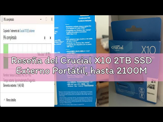 Vídeo relacionado con Crucial X10 2TB SSD Externo Portátil, hasta 2100MB/s, USB-C 3.2 Gen2, Clasificación IP65 de resistencia al agua y al polvo, Disco Duro Sólido Externo, Azul Mate - CT2000X10SSD9-02