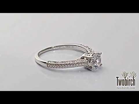 1 Carat Vintage Filigree Engraved Solitaire Engagement Ring - TwoBirch - TB-SL-0002-WG-100