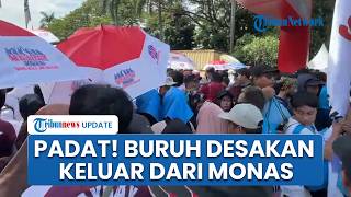 Massa Buruh Berdesakan di Pintu Patung Kuda seusai May Day di Monas, Kepadatan Picu Kekhawatiran