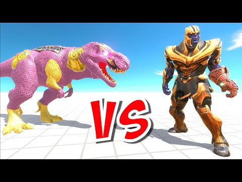 REAL THANOS vs THANOS T REX DINOSAUR DEATH RUN - Animal Revolt Battle Simulator