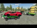 Delivering Race Cars and HUGE tractor with cows | Farming Simulator 22