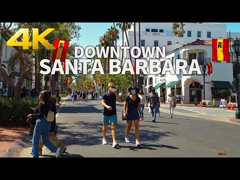 SANTA BARBARA - Walking Downtown Santa Barbara, California, USA, Travel, 4K UHD