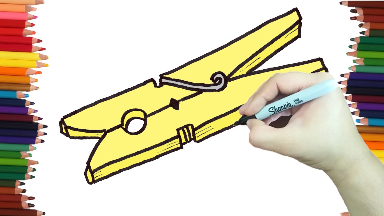 How to draw easily a CLOTHESPIN Step by Step