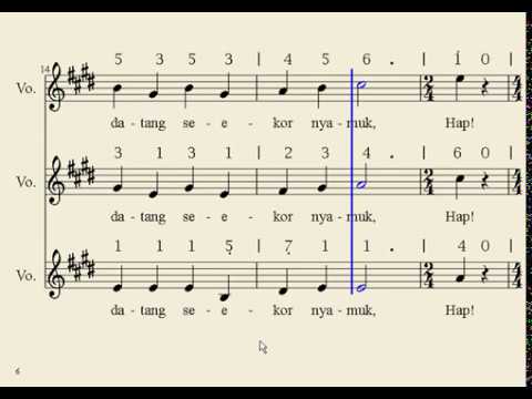 Notasi lagu cicak di dinding not angka dan not balok partitur lagu anak