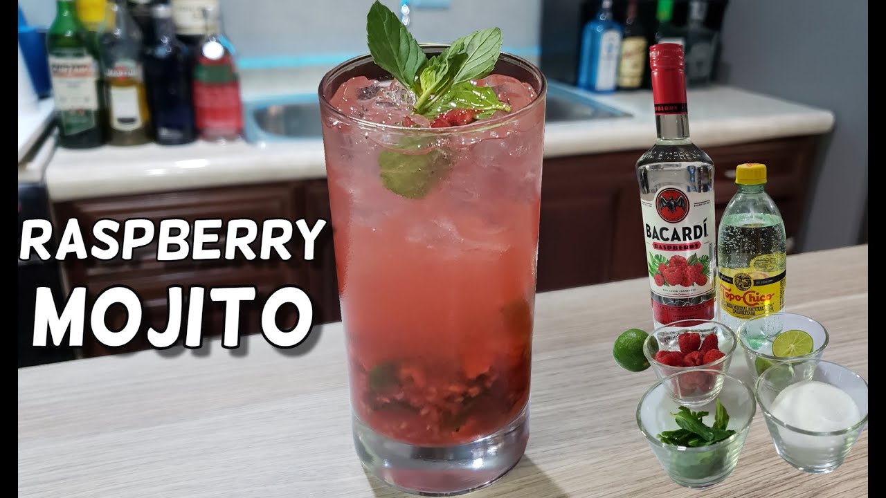 Cómo Preparar el Cóctel RASPBERRY MOJITO o MOJITO DE FRAMBUESA 🌿🍋🍹| Razz Mojito | Raspberry Baracdi