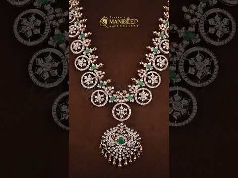 Exquisite Diamond and Emerald Necklace | Timeless Elegance by Manideep Jewellers