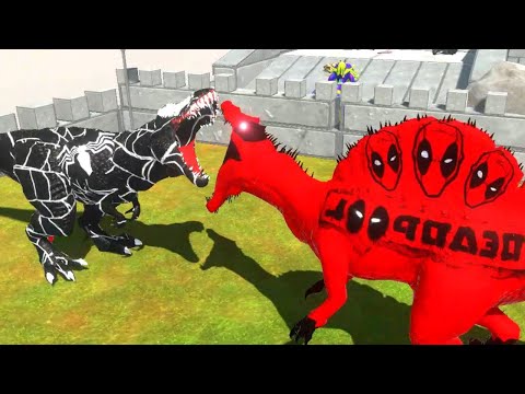 DEADPOOL SPINOSAURUS vs VENOM MEDIEVAL DEATH RUN - Animal Revolt Battle Simulator