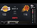 Los Angeles Lakers @ Phoenix Suns Live Scoreboard