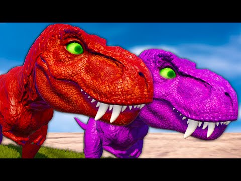 T-REX COLOR PACK vs SUROPHAGANAX MAXIMUS vs INDORAPTOR vs NASUTOCERATOPS - Jurassic World Evolution