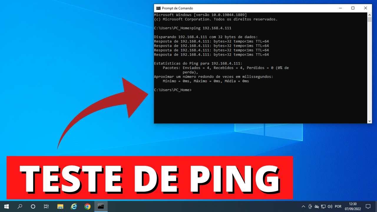 COMO FAZER O TESTE DE PING EM UM IP