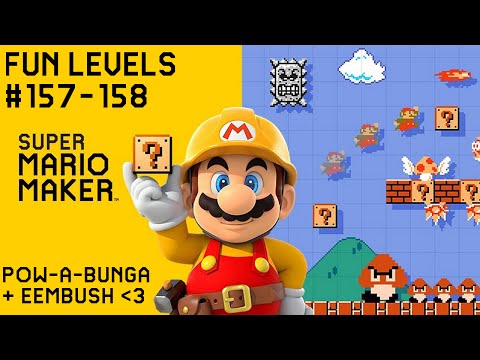 Super Mario Maker - Fun Level 157-158: POW-A-Bunga and Mini Kaizo 8: eemBush  [1080p60]