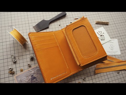 Making of a Handmade Leather Trifold Wallet With Zipper Coin Purse and ID Window / DIY BUILD ALONG