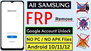 All Samsung Galaxy Android 10/11/12 | Google Account Unlock / Without PC  | Samsung Frp Bypass